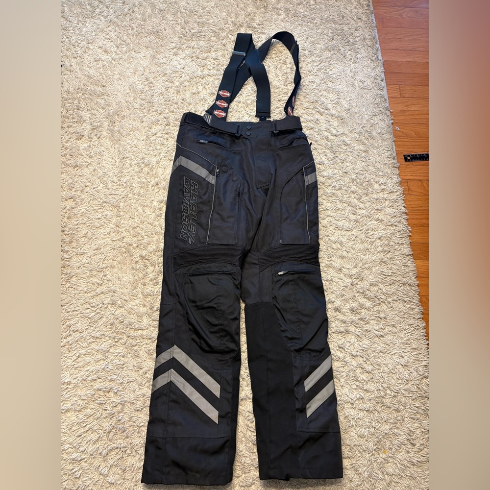 Harley-Davidson Men's Black Reflective Motorcycle Pants with Suspenders